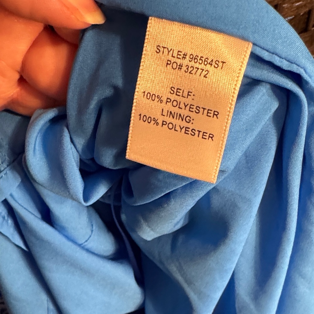 Skies Are Blue Raven Halter Neck Shift Dress Blue Pleated Palm Trees Size Large - Picture 7 of 9